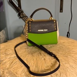 NWT Michael Kors Karla green navy crossbody bag